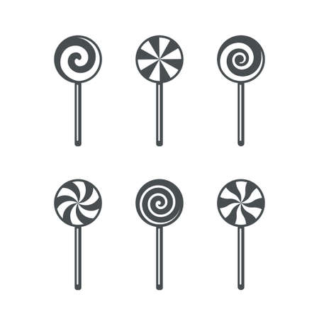Set Of Lollipop Candy Outline Icons Isolatedのイラスト 素材 ストックフォト 写真素材のstock Foto ストックドットフォト