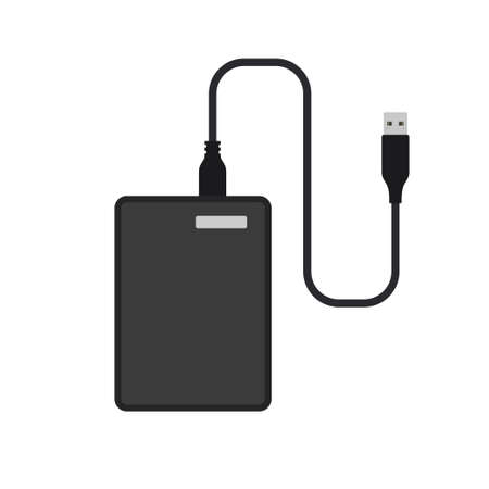 External hard disk drive with USB cableのイラスト素材