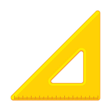 Cartoon yellow triangle ruler flat iconのイラスト素材