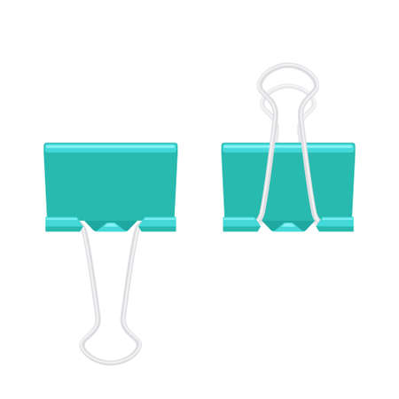 Paper binder clip fastener folded and unfoldedのイラスト素材