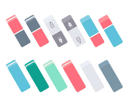 Set of colorful ink and graphite erasers