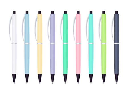 Pastel colored automatic ballpoint pensのイラスト素材