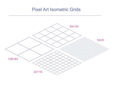 Most popular Pixel Art isometric grids and their cell sizesのイラスト素材