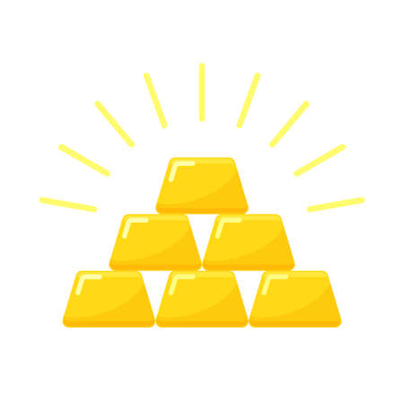 Stack of six shiny gold bars ingots, bullionのイラスト素材