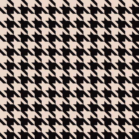 Seamless houndstooth pattern in black and beige. Vector textile backgroundのイラスト素材