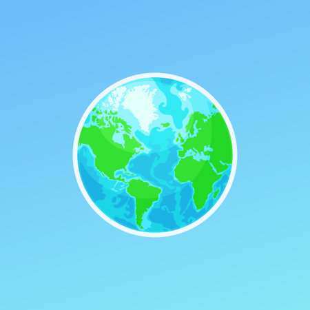 World globe planet Earth with continents and oceans. Flat vector illustrationのイラスト素材