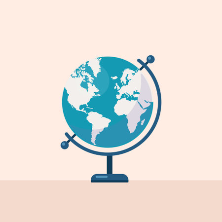 Desk Earth globe model. Flat vector illustration isolated on plain backgroundのイラスト素材