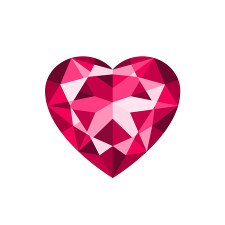 Heart shaped ruby. Colored flat icon. Vector illustration isolated on white backgroundのイラスト素材