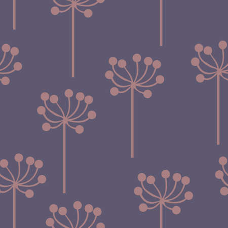 Stylized plants on a purple background. Seamless pattern for your design