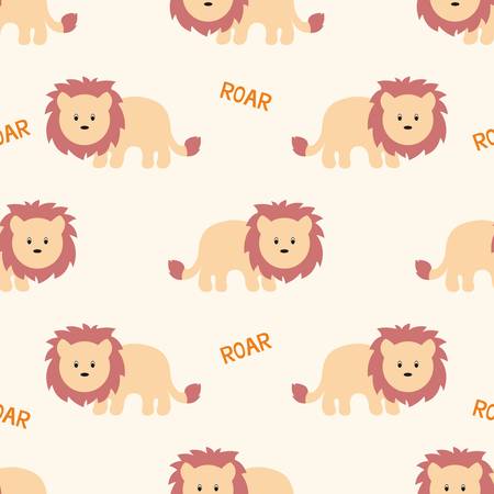 Stylized lion cartoon style. Seamless vector patternのイラスト素材