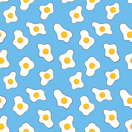 Omelet. Seamless pattern on a blue background.のイラスト素材