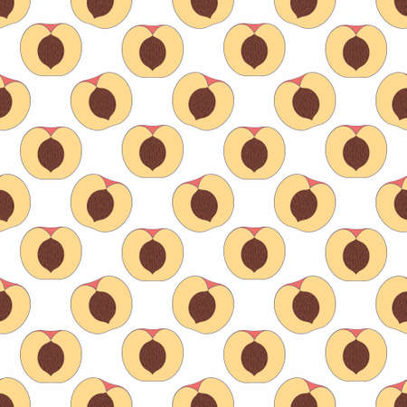 Peach. Vector seamless stylized background for designのイラスト素材