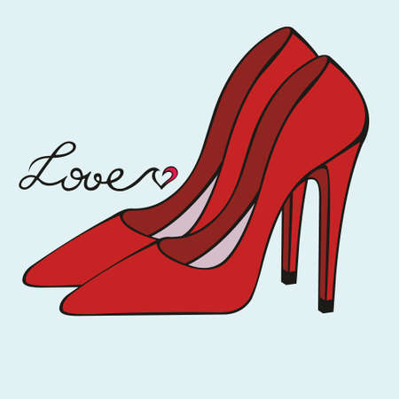 Red shoes. Decorative vector illustration for designのイラスト素材