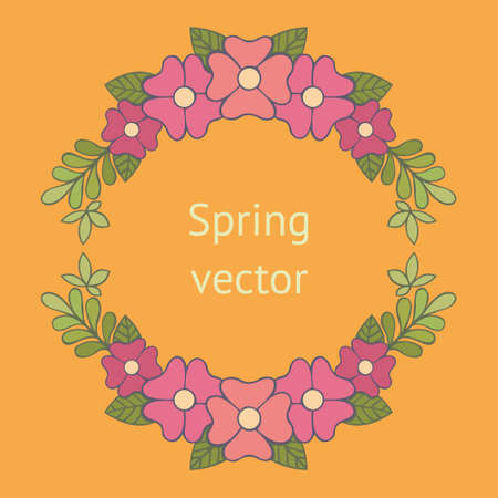 Flower wreath. Colorful vector illustration. Greeting card or backgroundのイラスト素材