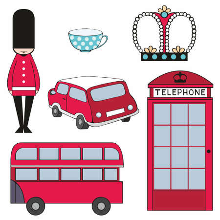 Vector colorful set of stylized symbols of Londonのイラスト素材