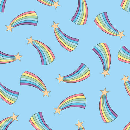 Rainbow. Colorful vector seamless pattern for design and decoration of wallpaper, surfaces, home textiles and clothing, web design, coversのイラスト素材