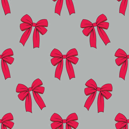 Red bows. Vector seamless pattern for design of covers, textiles, wallpapers and packagingのイラスト素材
