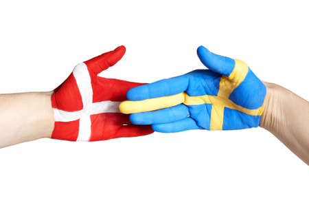 handshake between denmark and sweden, isolatedの写真素材