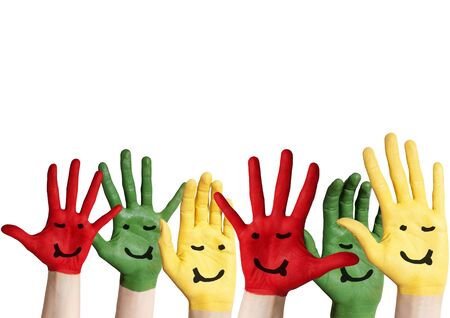 bold and colorful hands, isolatedの写真素材