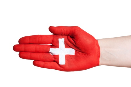 a swiss handshake, isolated hand の写真素材