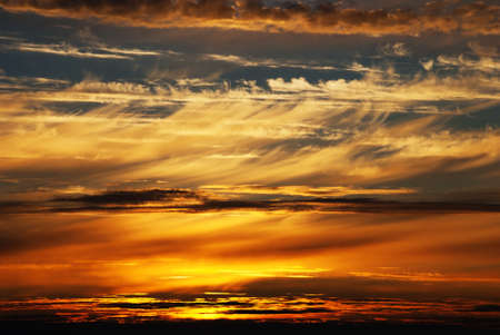 A Cloudy Colorful Sky in the Light of the Sundown