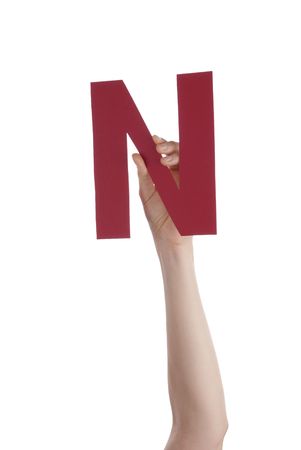 A Red N Hold by a Hand, Isolatedの写真素材