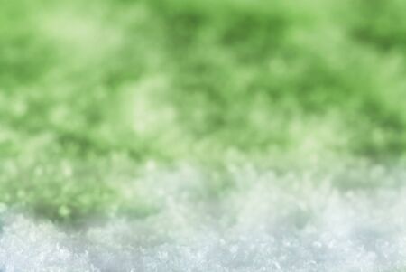 Green Christmas Texture With Snow. Copy Space For Advertisement. Card For Seasons Greetingsの写真素材