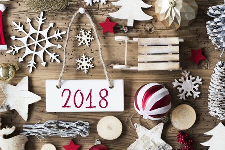 Rustic Christmas Flat Lay, Text 2018