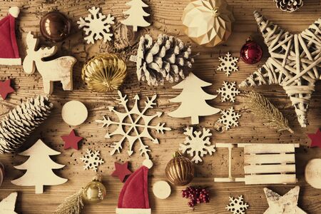 Rustic Christmas Flat Lay, Instagram Filterの写真素材