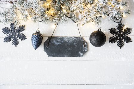 Christmas Plate, Fairy Light, Copy Spaceの写真素材