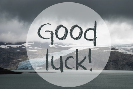 Glacier, Lake, Text Good Luckの写真素材