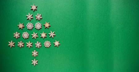 Snowflakes Building A Christmas Treeの写真素材