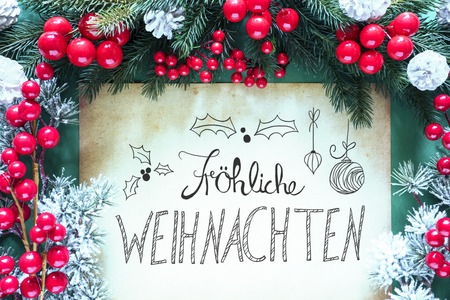 Christmas Decoration, Calligraphy Frohe Weihnachten Means Merry Christmasの写真素材