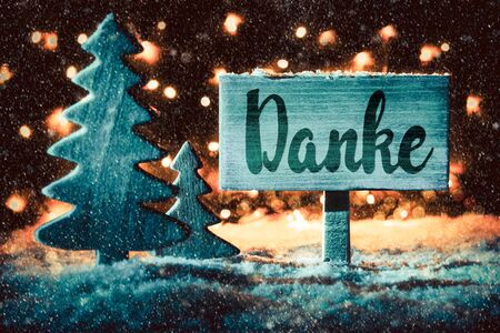 Sign, Tree, Snowflakes, Calligraphy Danke Mean Means Thank You