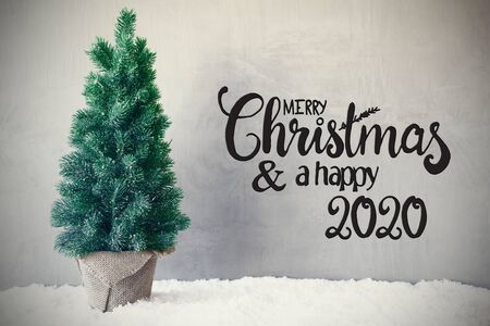 Christmas Tree, Snow, Grey Background, Merry Christmas And A Happy 2020