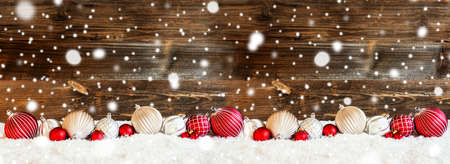Banner Of Christmas Ball Ornament, Snow, Copy Space, Snowflakesの写真素材