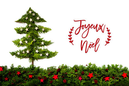 Christmas Tree Made Of Fir Branch, Joyeux Noel Means Merry Christmas