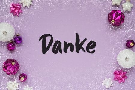Purple Christmas Background, German Text Danke Means Thank You, Snowflakes