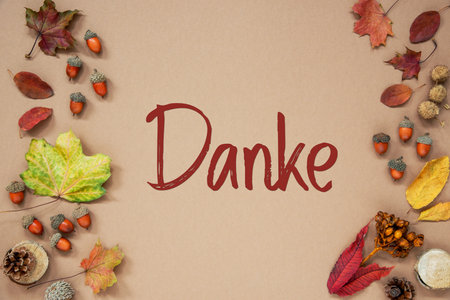 Autumn Background with Text Dankeの写真素材