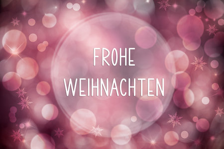 Text Frohe Weihnachten, Means Merry Christmas, Lilac Christmas Backgroundの写真素材