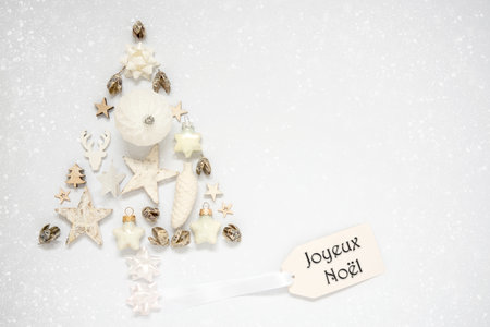 Christmas Tree Out Of Christmas Decoration With Label With Text Joyeux Noelの写真素材