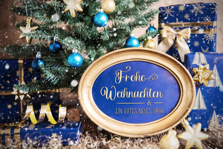Text Frohe Weihnachten, Means Merry Christmas, In Frame, Christmas Backgroundの写真素材