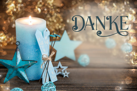Text Danke, Means Thanks, Turquoise Christmas Decorの写真素材