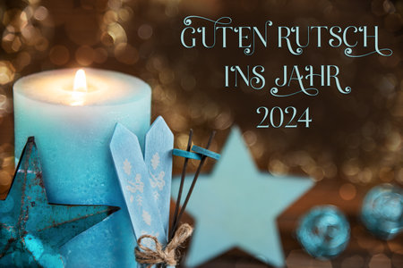 Text Guten Rutsch 2024, Means Happy 2024, Christmas Background, Winter Decorの写真素材
