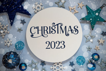 Christmas Decor With Snow And Text Christmas 2023の写真素材