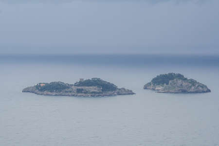 far view over the mediterranean sea with island