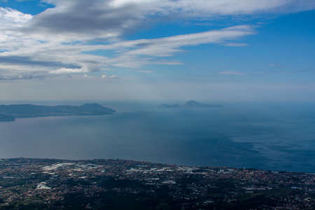 far view over the naples coast from mount vesuviusの写真素材