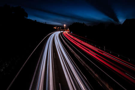 spectacular light trails on the highway in tenerife