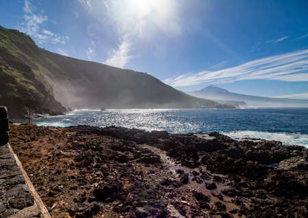 fantastic view over the coast from Tenerife with Teideの写真素材