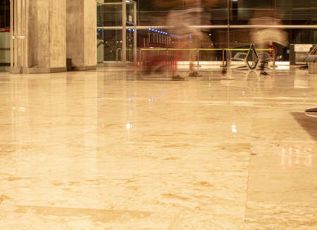 deep insight into the airport hall with rushing passengers